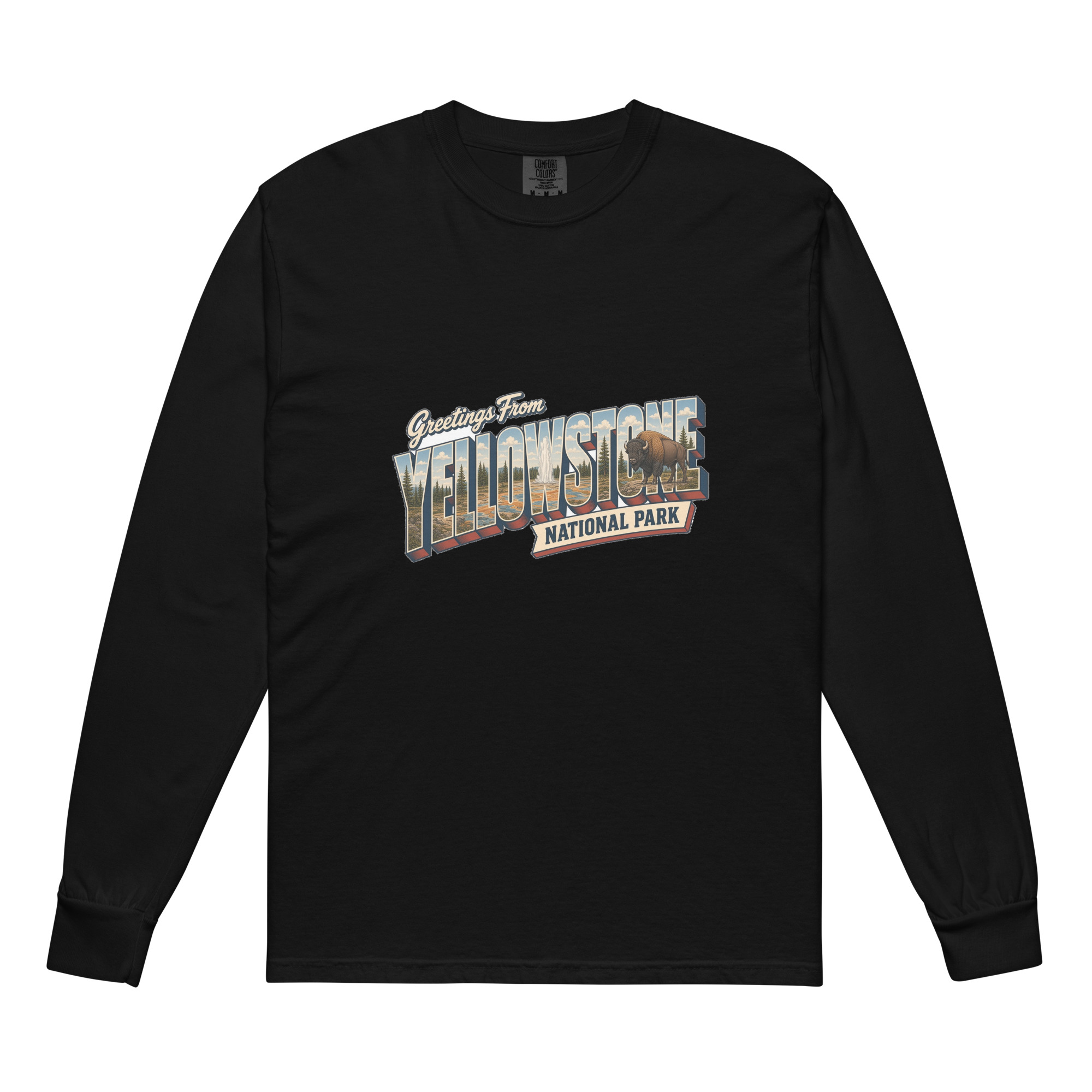 Yellowstone National Park Postcard Long Sleeve - Image 2