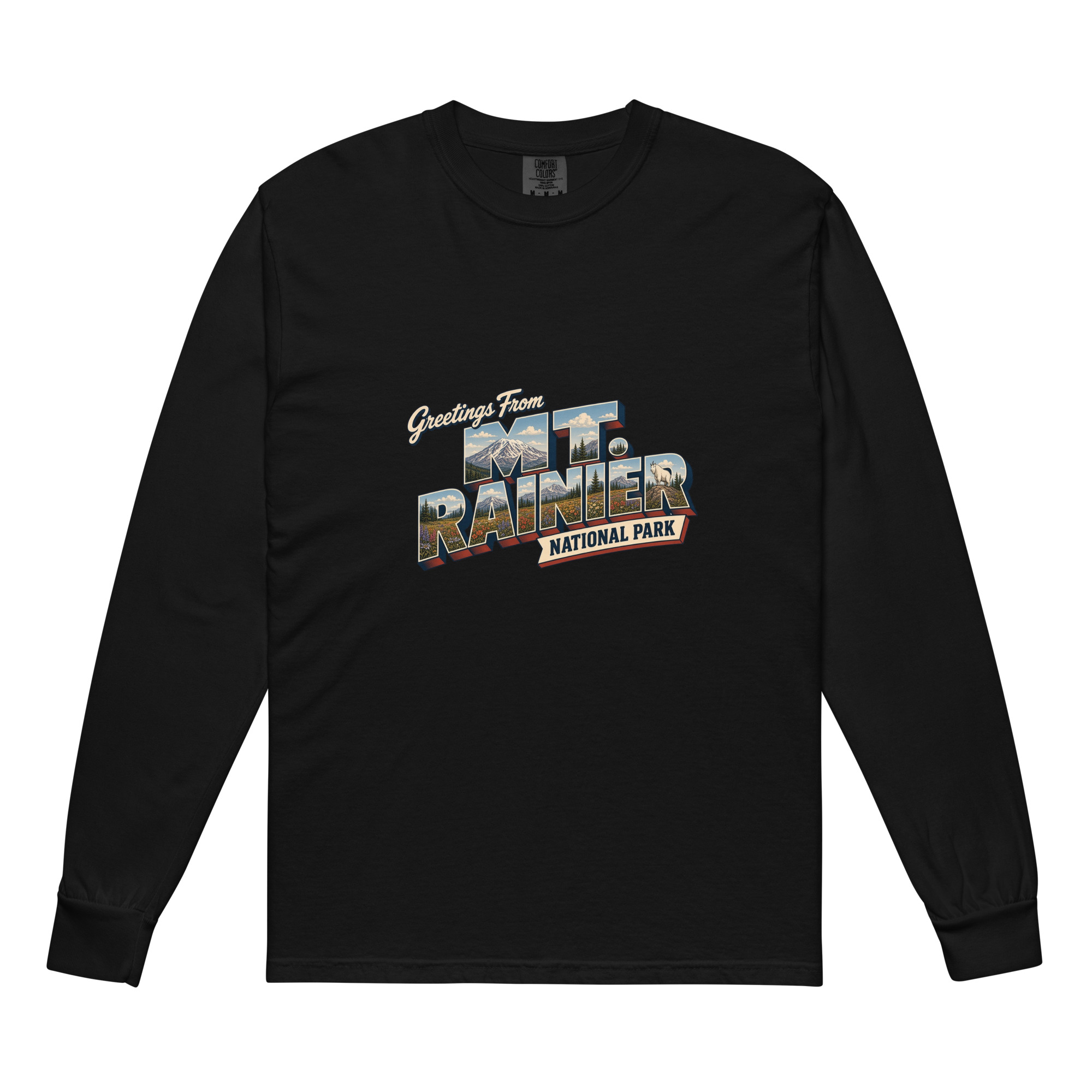 Mt. Rainier National Park Postcard Long Sleeve - Image 2