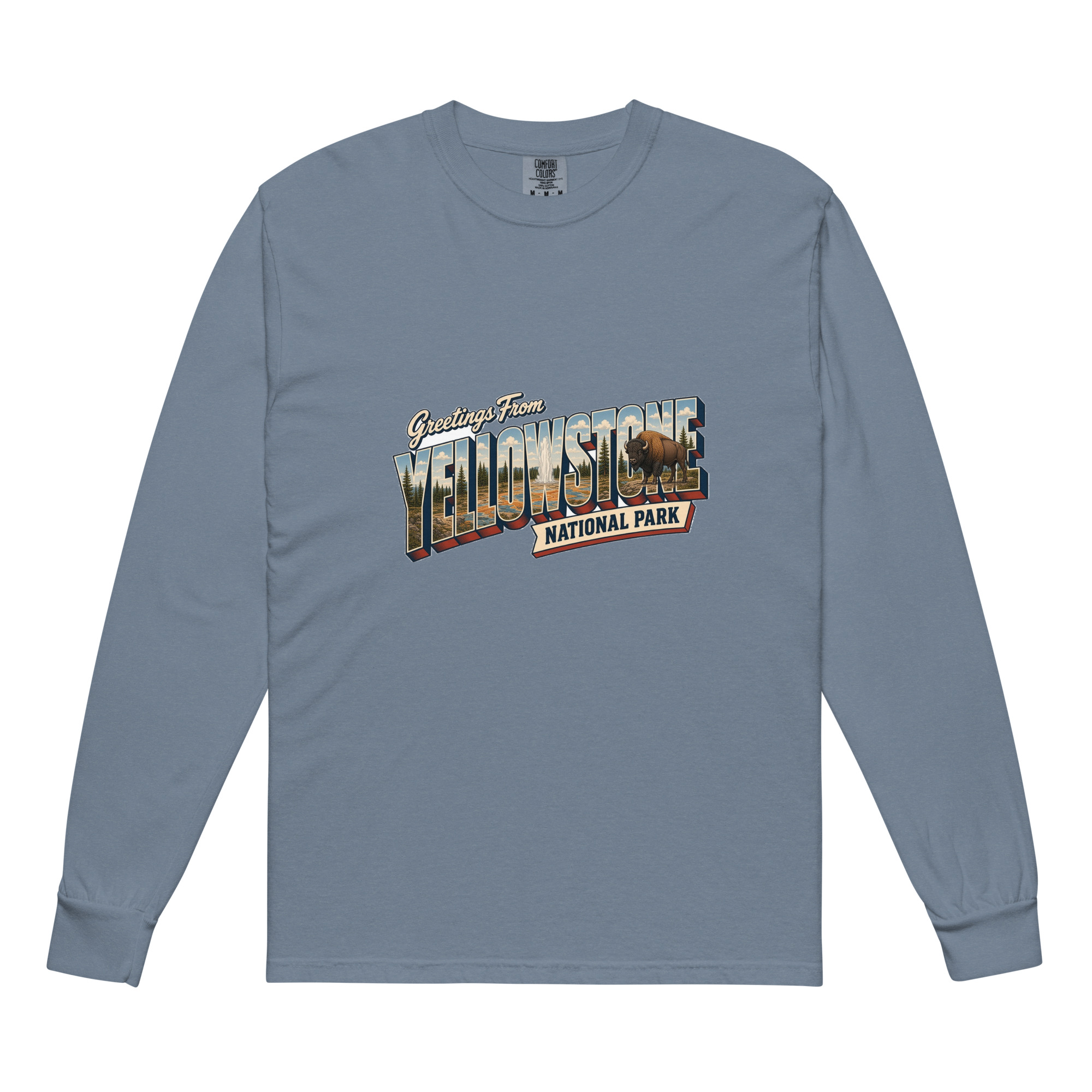 Yellowstone National Park Postcard Long Sleeve - Image 4