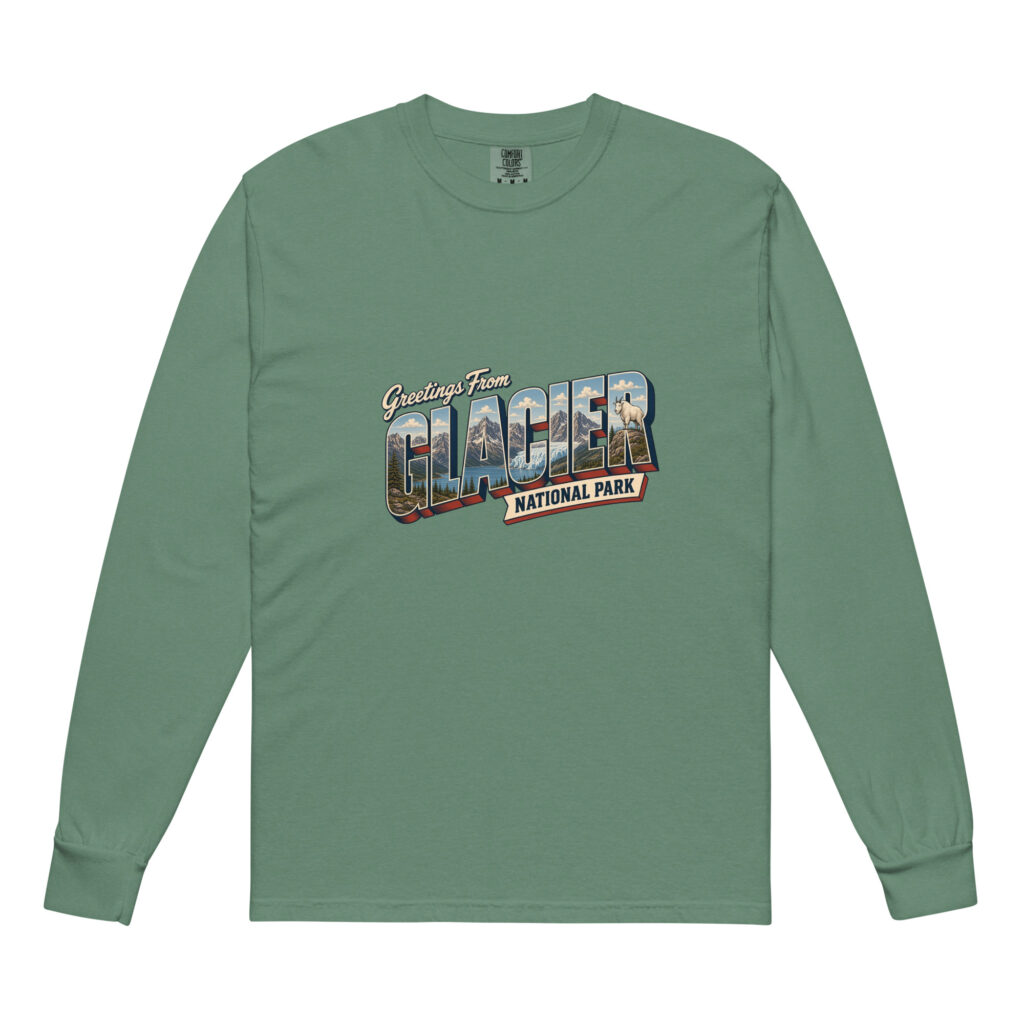 Glacier National Park Postcard Long Sleeve