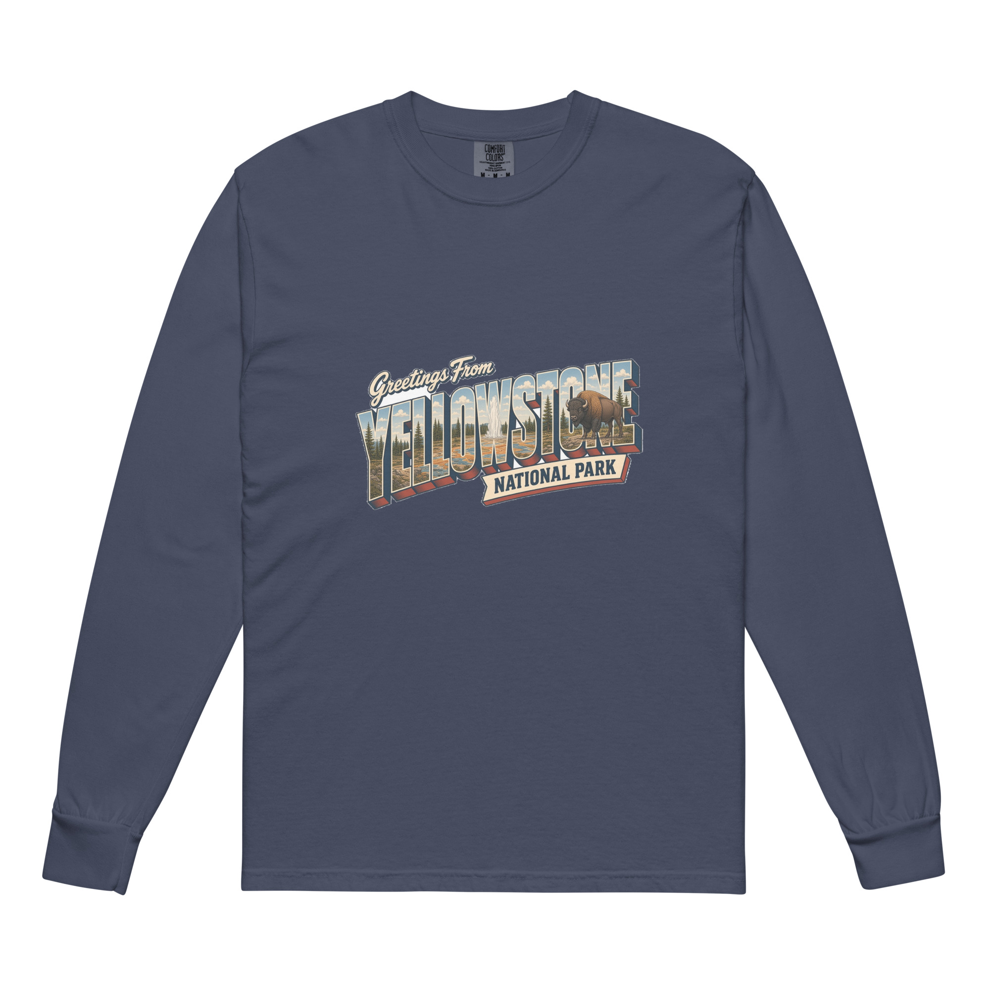 Yellowstone National Park Postcard Long Sleeve - Image 3