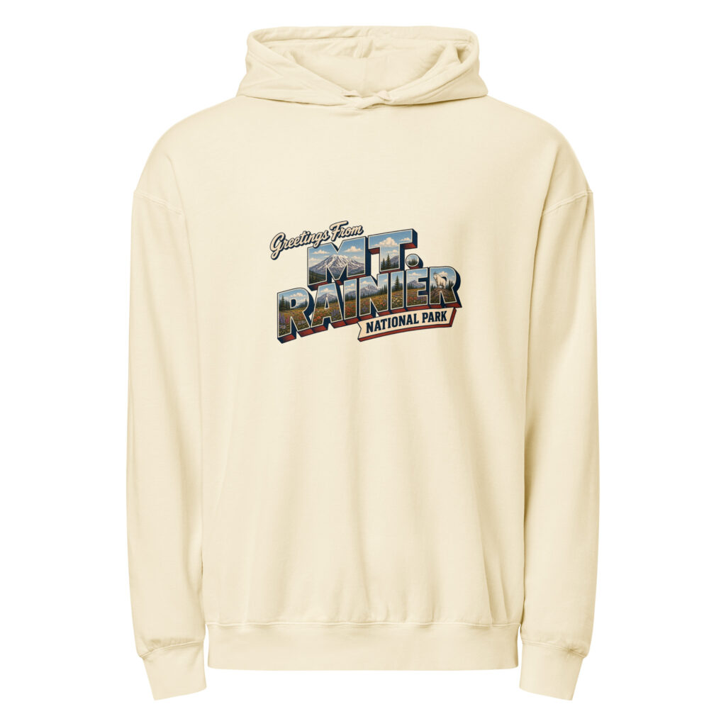 Mt. Rainier National Park Postcard Hoodie