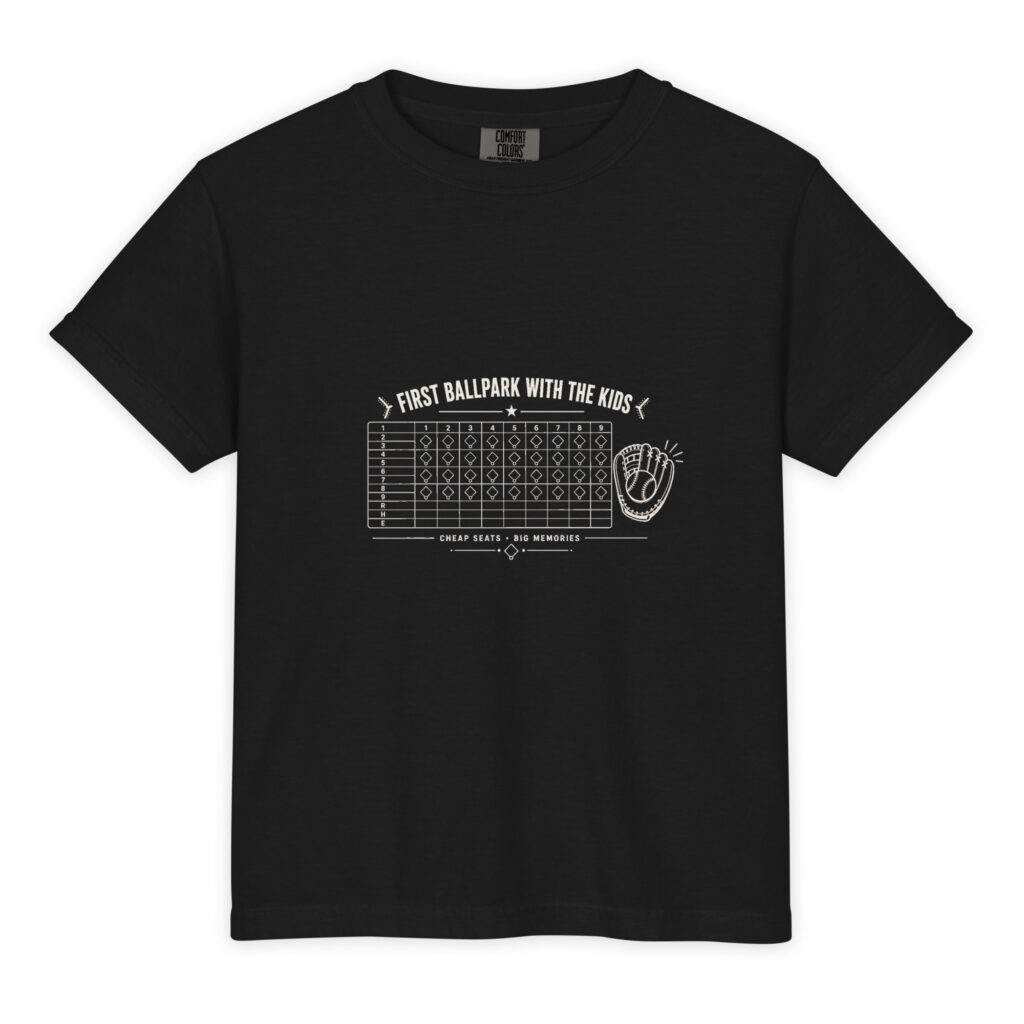 First Ballpark With The Kids Scorecard Youth Tee (Dark)